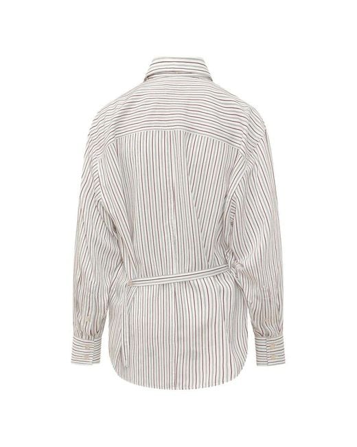 Isabel Marant White Striped-Pattern Shirt