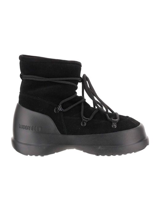 Moon Boot Black Luna Logo Embossed Boots