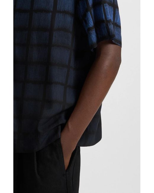 Boss Blue Checked Short-Sleeve Shirt for men