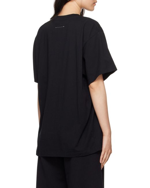 MM6 by Maison Margiela Black Numbers Motif-Patch Crewneck T-Shirt for men