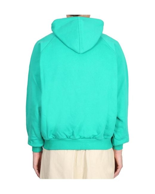 Sunnei Green Logo-Embroidered Hoodie for men