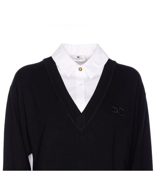 Elisabetta Franchi Blue Logo-Embroidered Long-Sleeved Dress