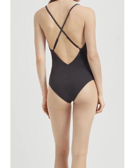 Brunello Cucinelli Black Monili-Detail Swimsuit