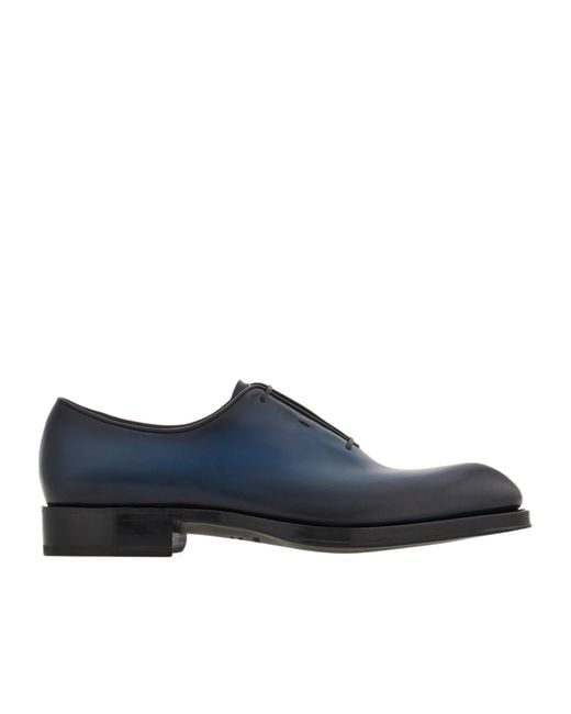 Ferragamo Blue Tramezza Oxford With Covered Laces for men
