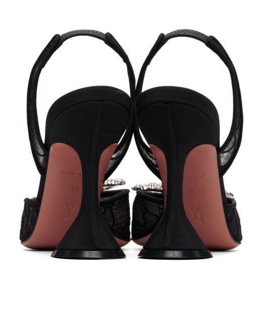 AMINA MUADDI Black Rosie Lace Sling 95 Pointed-Toe High-Heeled Sandals