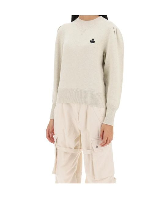 Isabel Marant White Kelaya Sweater With Balloon Sleeves