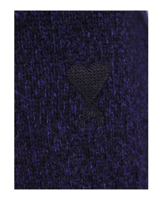 AMI Blue Long-Sleeved Crewneck Knitted Jumper