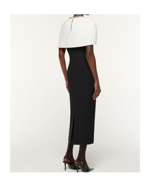 Roland Mouret Black Crystal Trimmed Shawl Crepe Dress