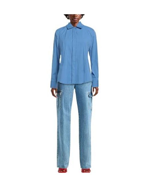 Max Mara Blue Minimalist Stretch Shirt