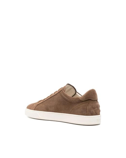 Tod's Brown Logo Printed Round Toe Sneakers for men