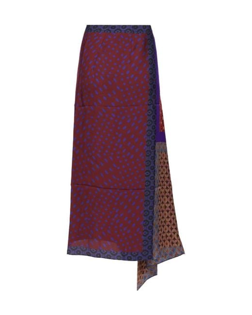 Dries Van Noten Purple Pattern Detailed Scarf Skirt