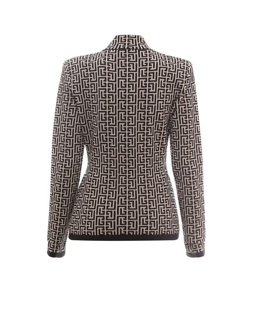 Balmain Multicolor Monogram Jacquard Slim Cut Knitted Jumper