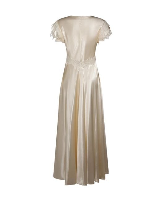 Alberta Ferretti Natural Lace-Detailed Dress
