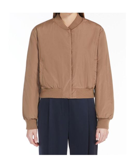 Max Mara Brown 'S Buttoned Long-Sleeved Bomber Jacket