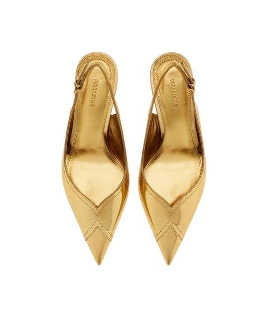 Ferragamo Metallic Slingback With Contrasting Inlays