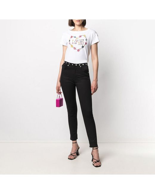 Moschino White T-Shirt With Round Neck And Short Sleeves
