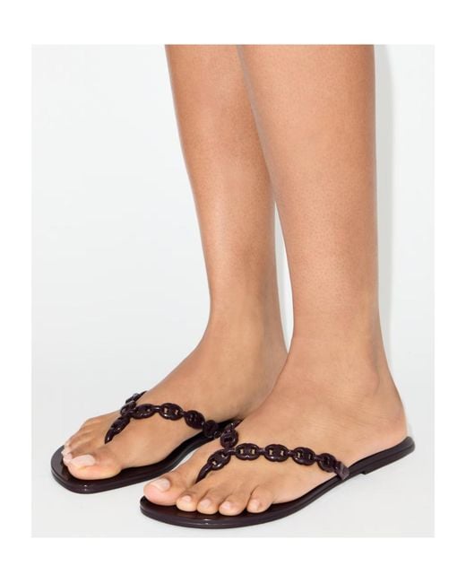 Tory Burch Brown Gemini Link Jelly Flip-Flops