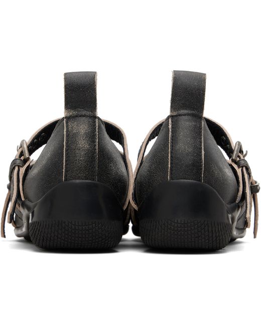OPEN YY Black Cross-Strap Ballet Flats