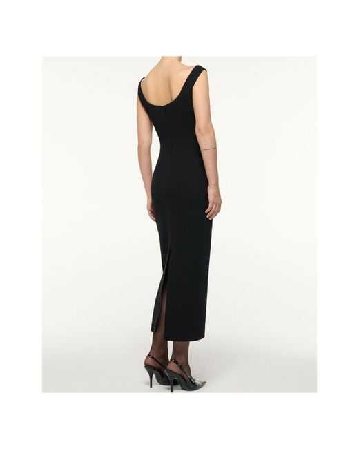Roland Mouret Black Lace-Insert Crepe Dress