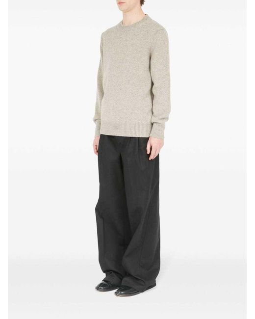 Maison Margiela White Long Sleeved Crewneck Knitted Jumper for men