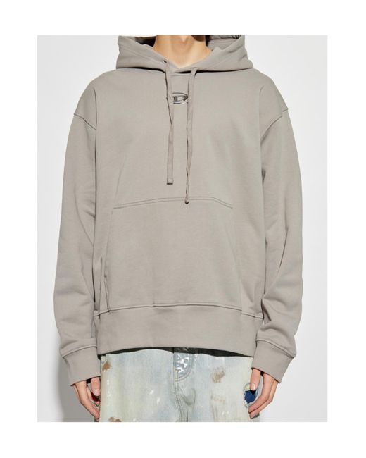 DIESEL Gray Macs-Hood-Od Hoodie for men