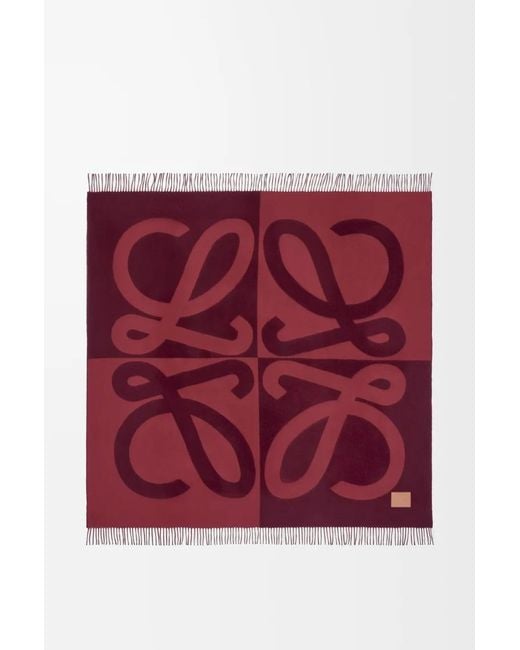 Loewe Red Anagram Jacquard Blanket for men