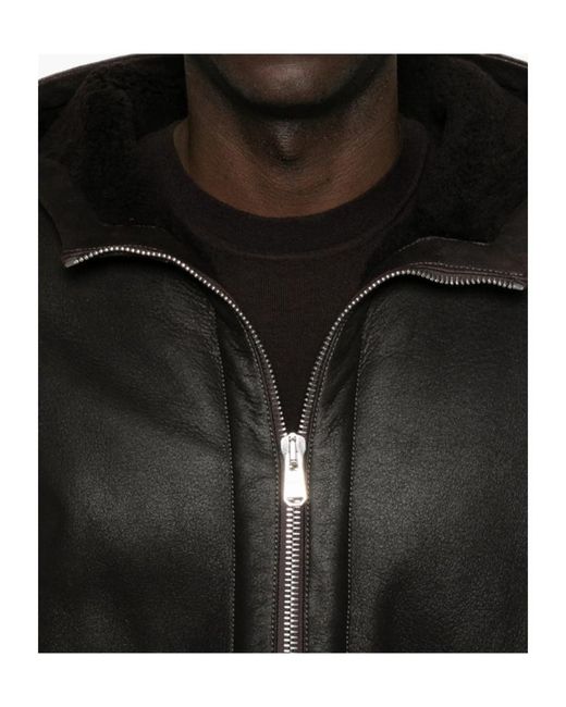 Dondup Black Long-Sleeve Leather Jacket for men