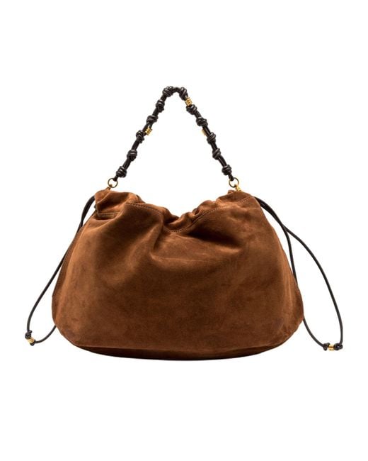 Gianni Chiarini Brown Large Morgana Suede Shoulder Bag