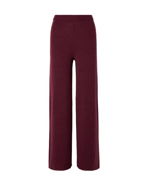 The Elder Statesman Red Juniper Cashmere Wide-Leg Casual Pants