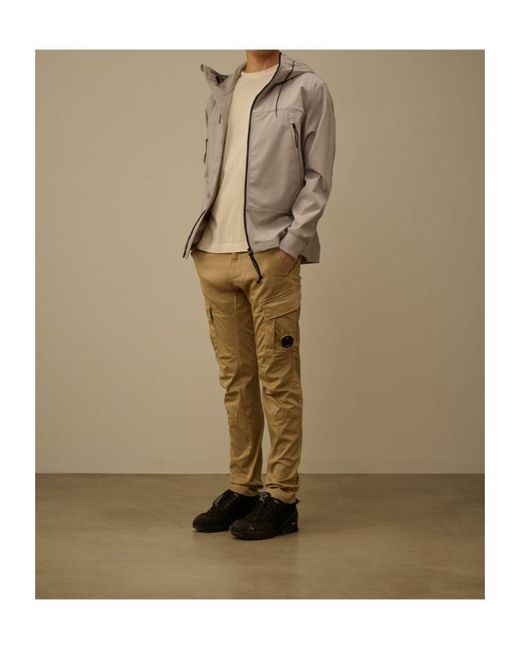 C P Company Brown Goggle Hooded Zip-Up Jacket for men