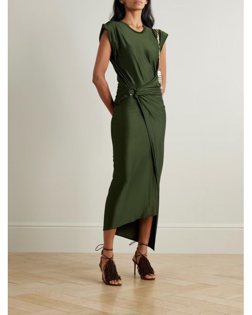 Rabanne Green Draped Long Dress