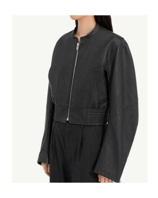 MM6 by Maison Margiela Black Cropped Bomber Jacket