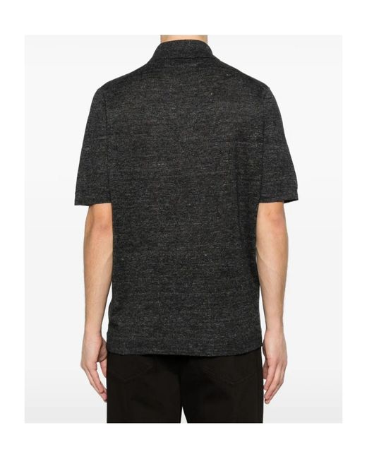 Brunello Cucinelli Black Short-Sleeved Polo Shirt for men