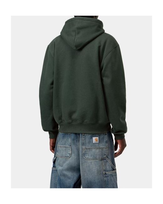 Carhartt Green Logo Embroidered Drawstring Hoodie for men
