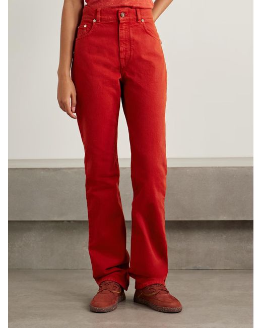 Gabriela Hearst Red High-Waisted Straight Leg Jeans