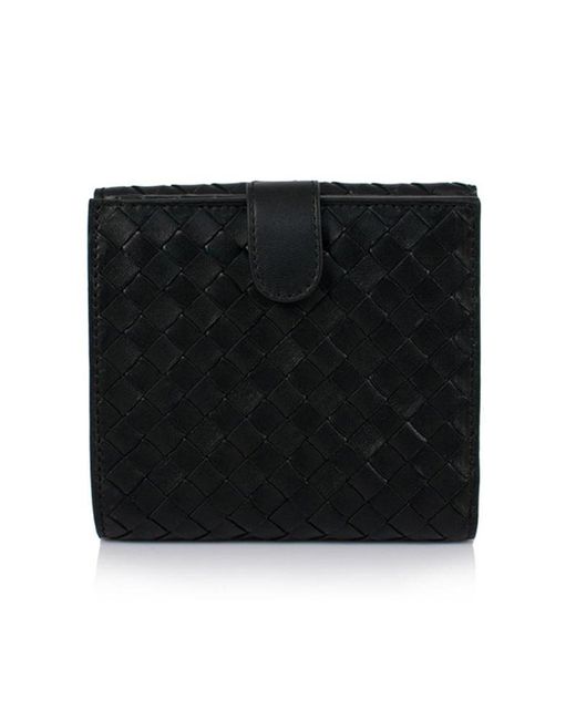 Bottega Veneta Black Weave Detail Short Purse for men