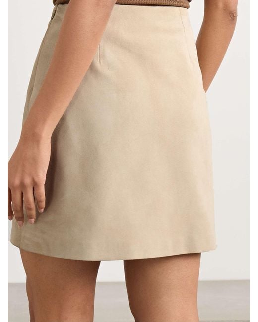Ralph Lauren Natural Carreen Suede Mini Skirt