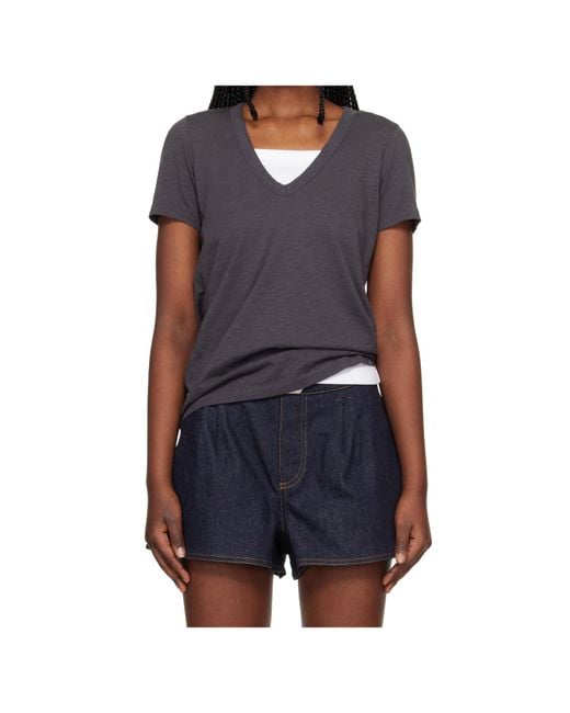 Rag & Bone Blue Slub-Texture V-Neck T-Shirt