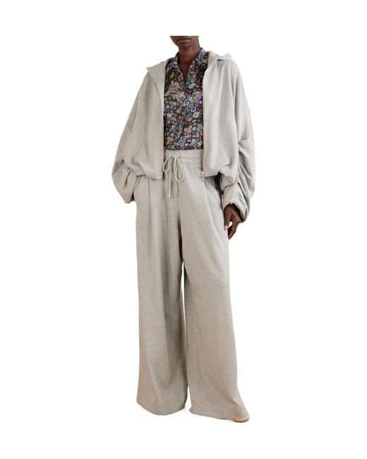 Dries Van Noten White Wide Leg Drawstring Trousers