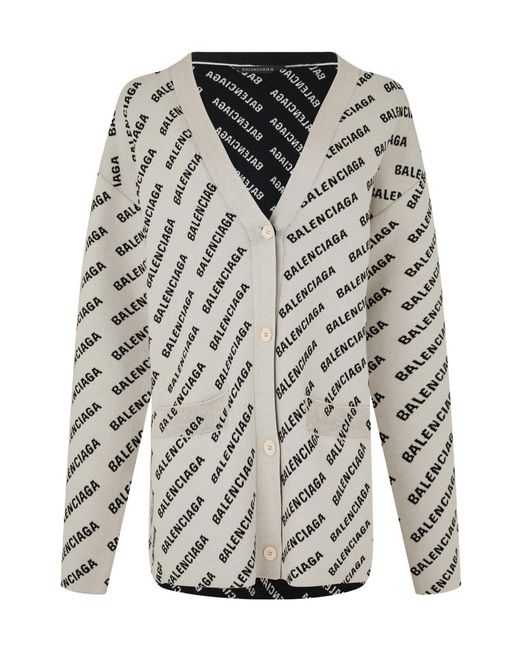 Balenciaga Gray Logo Cardigan