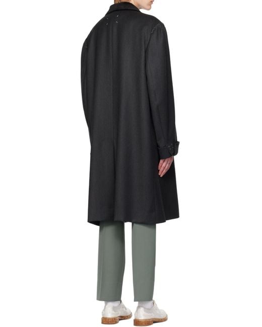 Maison Margiela Black Work-In-Progress Wool Coat for men