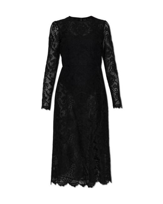 Dolce & Gabbana Black Lace Midi Dress