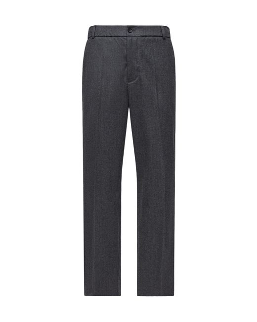 Moncler Gray Flannel Tailored Trousers for men