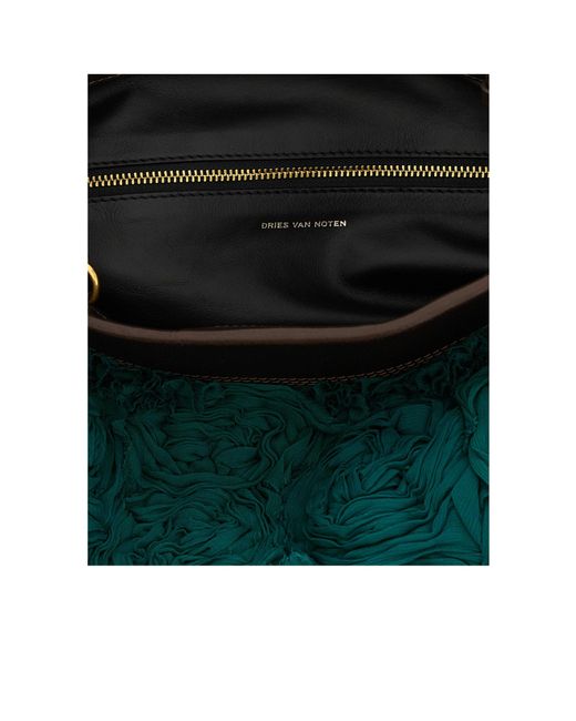 Dries Van Noten Green Clutch Rose