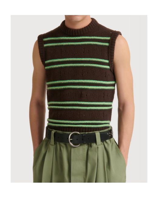 Marni Green Openwork Knit Vest for men