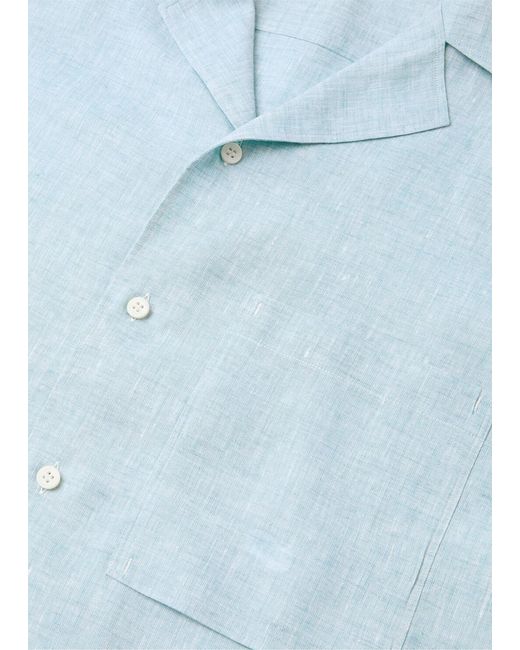 Loro Piana Blue Short-Sleeved Shirt for men