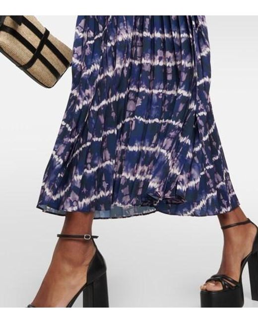 Altuzarra Blue Sif Printed Pleated Maxi Skirt