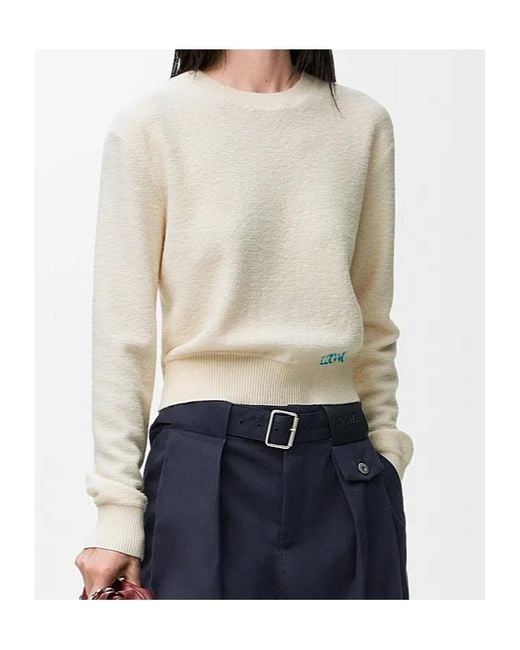 Loewe White Logo Embroidered Crewneck Jumper