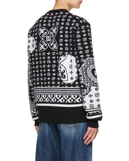 Dolce & Gabbana Black Logo-Intarsia Knit Jumper for men
