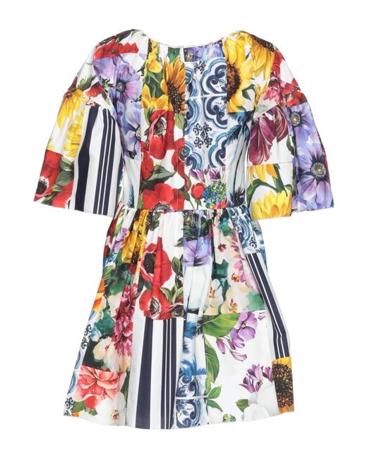 Dolce & Gabbana Blue Floral Short Sleeve Dress